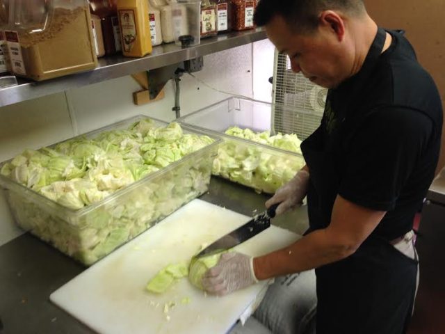 Luka cutting cabbage